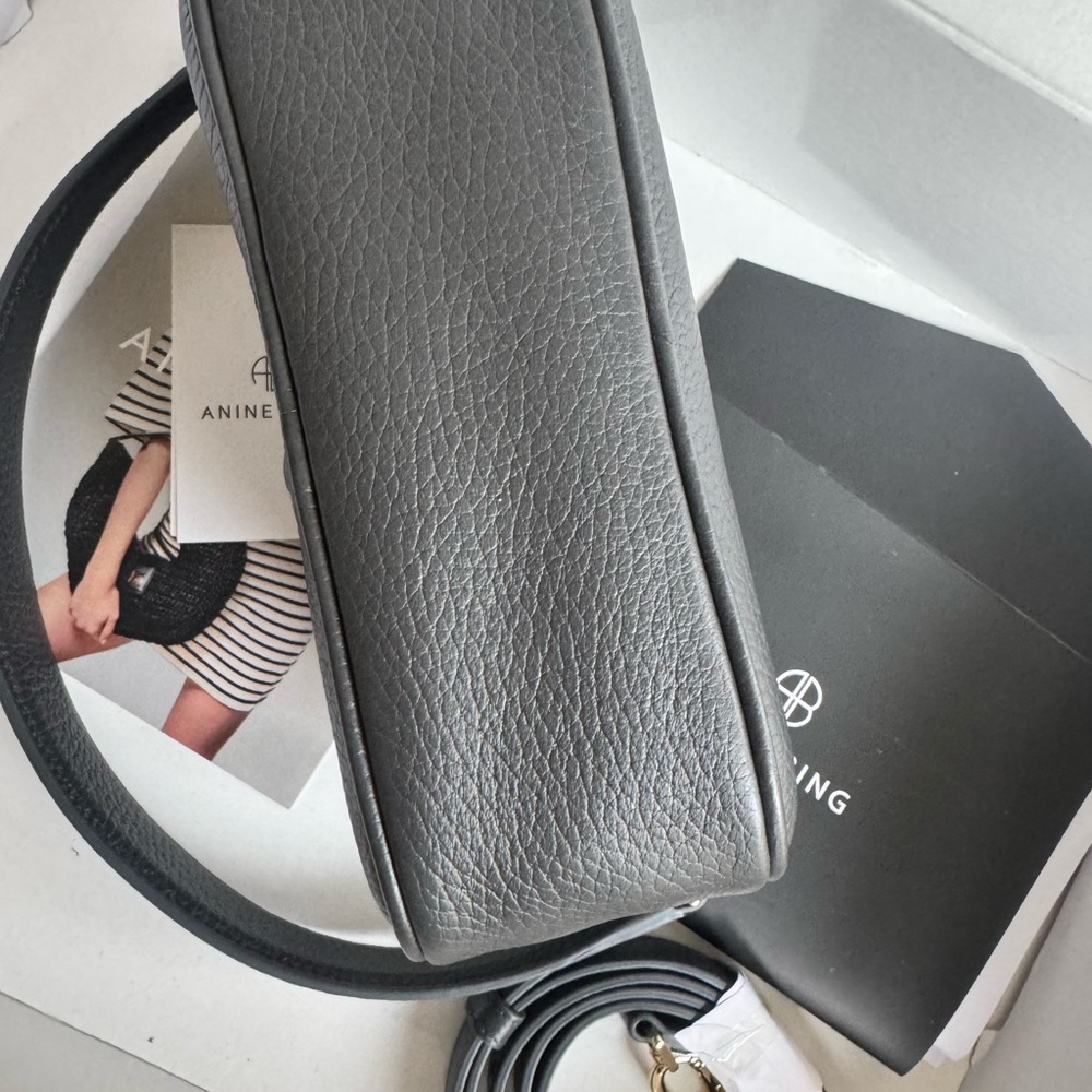 Anine Bing Charcoal Leather Crossbody Bag - Picture 5 of 6